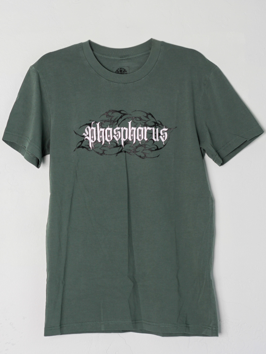 Alpine t-shirt with 'Ember Tee' logo on a black tribal background.